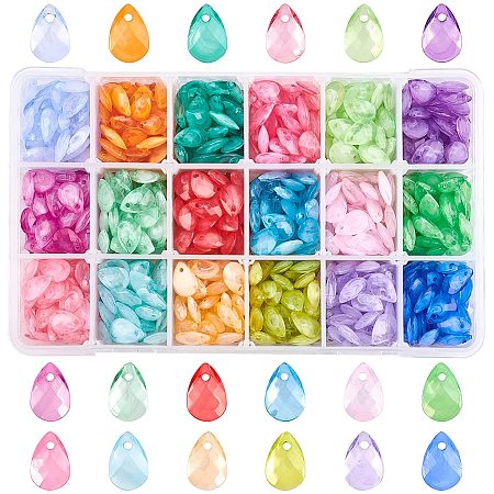 NBEADS 900 Pcs Teardrop Acrylic Beads for Jewellery Making, 18 Colors Faceted Spacer Beads Imitation Gemstone Beads with Ink Patterns for Jewelry Making DIY Craft Key Chains, Hole: 1mm