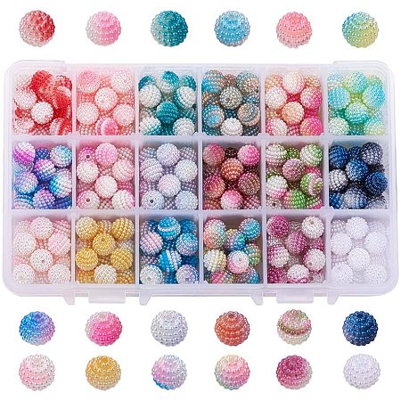 PandaHall Elite 18 Color 10mm Pearlized Berry Beads Rainbow Gradient Mermaid Imitation Shell Pearl Acrylic Embellishment Deco Slime Beads for Jewelry Making(324pcs Totally)