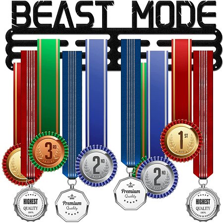 GLOBLELAND Beast Mode Medal Holder Display Hanger Rack Frame for Sport Race Metal Medal Hanger for Running Gymnastics Soccer Basketball Competitions,15.75x6Inches