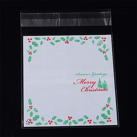 NBEADS 1 Bag (About 95~100pcs/bag) 5.5x3.9 inch White Rectangle OPP Cellophane Bags Self Adhesive Sealing Bags Christmas