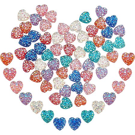 CHGCRAFT 19.6g 40 Pcs 7 Colors 12mm Heart Shape Sparkle Plastic Buttons Plastic Sewing Buttons Coat Buttons Buckles for DIY Crafts Jewelry Findings Making Valentine's Day Gift Decoration