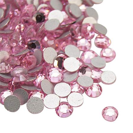 NBEADS About 1440pcs/bag Light Rose Glass Flat Back Rhinestone, Half Round Grade A Back Plated Faceted Gems Stones for Nails Decoration Crafts, 1.9~2mm