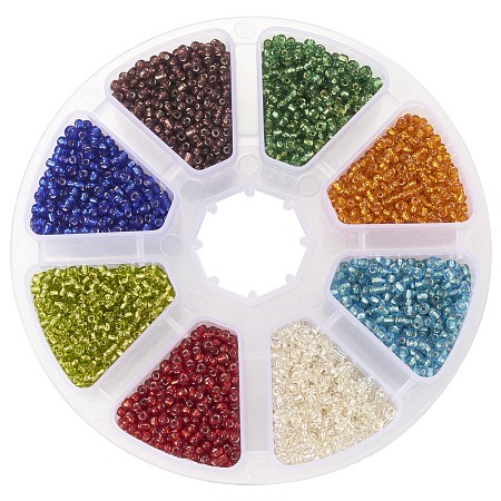 PandaHall Elite Multicolor 12/0 Transparent Glass Seed Beads Diameter 2mm Loose Beads 1 Box for Jewelry Making