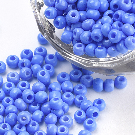 Honeyhandy Baking Paint Glass Seed Beads, Round, Cornflower Blue, 3x1.5~3mm, Hole: 1mm, about 10000pcs/bag, about 450g/bag