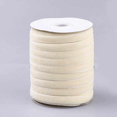 Honeyhandy Single Face Velvet Ribbon, Bisque, 3/8 inch(9.5~10mm), about 50yards/roll(45.72m/roll)