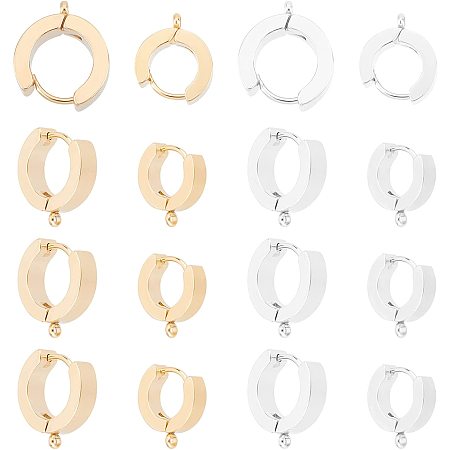 DICOSMETIC 24Pcs 2 Style Stainless Steel Huggie Hoop Leverback Earrings Findings Round French Hook Earwires Findings with Open Loop Hypoallergenic Dangle Earring for Jewelry Making Craft