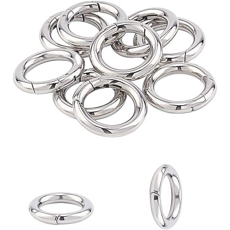UNICRAFTALE 10pcs Stainless Steel Spring Gate Rings O Rings Keychain Ring Round Snap Clasps for Jewelry Making 20x3.5mm