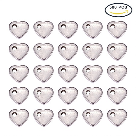 PandaHall Elite 304 Stainless Steel Heart Shaped Blank Stamping Tag Pendants Size 6x5x0.9mm for Jewelry Making, about 200pcs/box