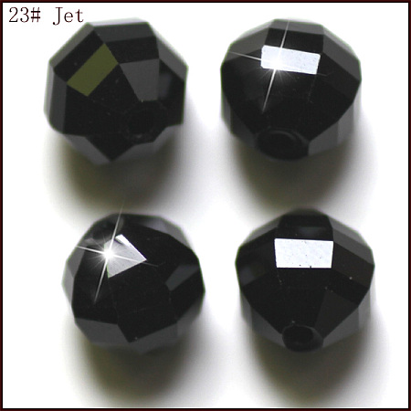 Honeyhandy Imitation Austrian Crystal Beads, Grade AAA, Faceted, Round, Black, 10mm, Hole: 0.9~1mm