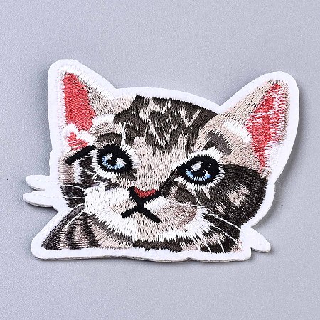 Honeyhandy Cat Appliques, Computerized Embroidery Cloth Iron on/Sew on Patches, Costume Accessories, Colorful, 52.5x64x1.5mm
