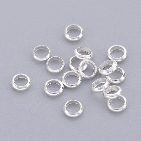 Honeyhandy Brass Spacer Beads, Rondelle, Silver Color Plated, 3.5x1mm