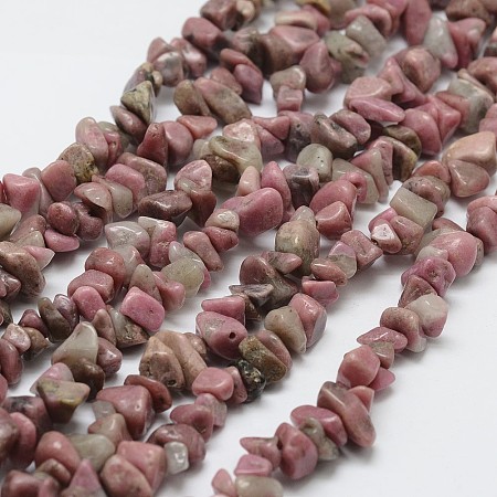 Honeyhandy Natural Rhodonite Beads Strands, Chip, Pink, 3~5x7~13x2~4mm, Hole: 0.4mm, 32 inch