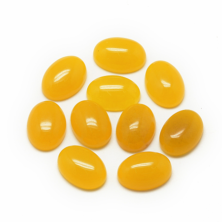 ARRICRAFT Natural White Jade Cabochons, Dyed, Oval, Gold, 14x10x4~5mm