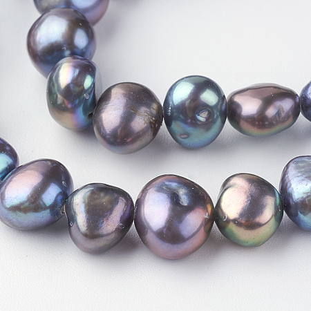 ARRICRAFT Natural Cultured Freshwater Pearl Beads Strands, Two Sides Polished, Prussian Blue, 7~9x5~6mm, Hole: 0.8mm, about 50~55pcs/strand, 13.7 inches