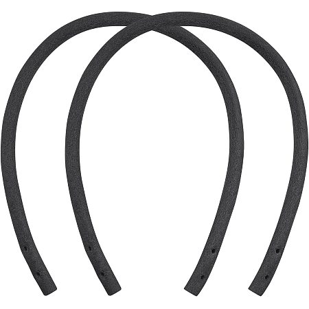 Arricraft 15.9Inch 2pcs Thin Round Bag Strap Cowhide Leather Bag Handles Sewing Bag Strap Purse Wallet Repair Replacement Handbag DIY Accessories for Purse Making Supplie 8mm (Black)