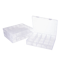 PandaHall Elite 4 Pack 20 Grids Jewelry Dividers Box Organizer Adjustable Clear Plastic Bead Case Storage Container for Beads, Jewelry, Nail Art, 17.5x22.3x4cm, Compartment: 4x4cm