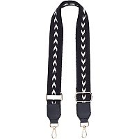 SUPERFINDINGS 1 Piece Black Adjustable Handle About 3.35-53.54 inch Long Pure Cotton Arrow Pattern Bag Handles with Zinc Alloy Swivel Clasps for Bag Replacement Accessories