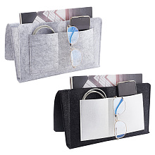 AHANDMAKER 2 Pcs Bedside Storage Organizer, 12.6x7.87 Inch Felt Bed Storage Organizer with 5 Pockets, Bedside Caddy Storage Pouch for Magazine Tablet Phone Remotes Eyeglasses