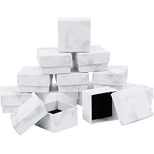 BENECREAT 12 Pack Small Square Kraft Ring Earring Box 2x2x1.2" Marble White Cardboard Jewelry Gift Boxes for Valentine's Day, Anniversaries, Weddings, Birthdays