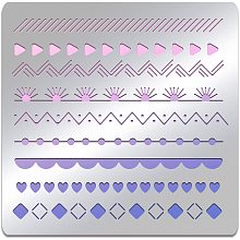 BENECREAT 6x6 Inch Dividing Line Border Stainless Steel Stencils, Round, Heart, Rhombus Metal Stencil for Wood Carving, Drawings and Woodburning, Engraving and Scrapbooking