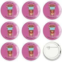 GLOBLELAND 9 Pcs Vaccine Button Pins I Got Vaccinated Covid-19 Buttons Bear Pattern for Men's/Women's Brooches or Doctors, Nurses, Hospitals, 2-1/4 Inch