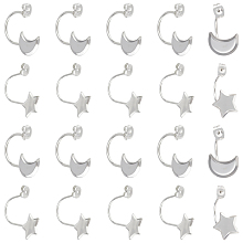 DICOSMETIC 40Pcs 2 Styles Stainless Steel Cabochon Earring Findings with Moon and Star Trays Earring Bezel Blanks Cabochon Setting for DIY Craft Jewelry Making, Hole: 1mm