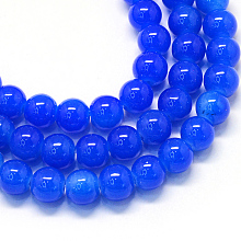 Honeyhandy Baking Painted Imitation Jade Glass Round Bead Strands, Royal Blue, 8.5~9mm, Hole: 1.5mm, about 105pcs/strand, 31.8 inch