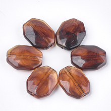 Honeyhandy Acrylic Beads, Imitation Gemstone Style, Octagon, Chocolate, 20x15x6.5mm, Hole: 1.6mm