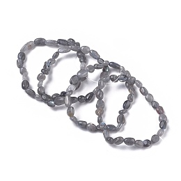 Honeyhandy Natural Labradorite Bead Stretch Bracelets, Tumbled Stone, Nuggets, Inner Diameter: 2~2-1/4 inch(5.2~5.6cm)