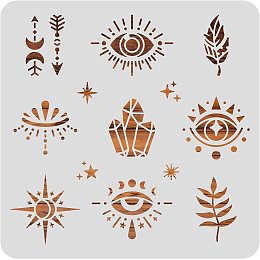 BENECREAT Evil Eyes Plastic Stencil, 12x12" Mystical Themed Painting Template for Diary Scrapbook DIY Craft, Wall Floor Decoration