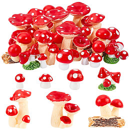 AHANDMAKER 124 Pcs Mini Mushrooms Miniature Figurines, Red Resin Mushroom Ornaments Tiny Mushrooms for Fairy Garden Accessories DIY Plant Bonsai Pots Micro Landscape Display Decoration Home Ornaments