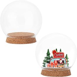 BENECREAT 4.3x4.25inch Clear Glass Cloche Display Dome with Cork Base, Eternal Transparent Flower Glass Cover for Christmas Party and Art, Inner Diameter: 74mm