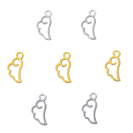 Honeyhandy 20Pcs 2 Color Retro Zinc Alloy Pendants, Wing, Cadmium Free & Lead Free, Antique Silver & Golden, 17.5x9x1.5mm, Hole: 2mm, 10pcs/Color