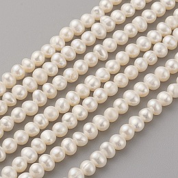 Honeyhandy Natural Cultured Freshwater Pearl Beads Strands, Potato, Seashell Color, 5~6x4~5mm, Hole: 0.5mm, about 77pcs/strand, 13.9~14.1 inch(35.5~36cm)