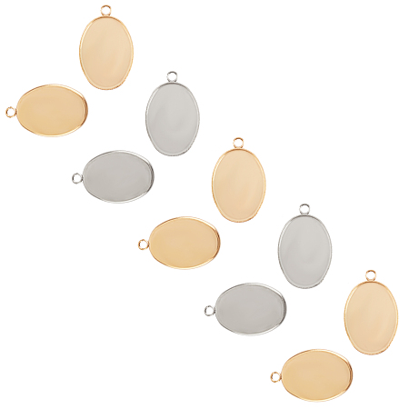 Unicraftale DIY Oval Pendants Making Kits, include 304 Stainless Steel Pendant Cabochon Settings and Transparent Glass Cabochons, Golden & Stainless Steel Color, Setting: 22x14x1mm, Hole: 2mm, Tray: 13x18mm, 40pcs/box