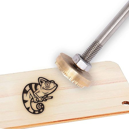 OLYCRAFT Wood Leather Cake Branding Iron 1.2 Inch Branding Iron Stamp Custom Logo BBQ Heat Bakery Stamp with Brass Head Wood Handle for Woodworking Baking Handcrafted Design - Chameleon