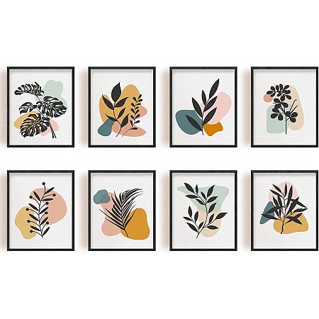 ARRICRAFT 8 Pcs/Set Canvas Prints Colorful Plants Wall Art Prints Art Prints Floral Abstract Prints Photo Leaves Poster Set Unframed Canvas Painting for Home Wall Decor 10