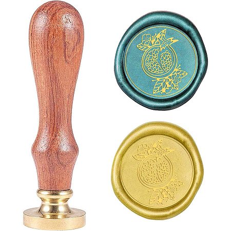 PandaHall Elite Wax Seal Stamp Kit, 25mm Pomegranate Retro Brass Head Sealing Stamps with Wooden Handle, Removable Sealing Stamp Kit for Wedding Envelopes Letter Card Invitations