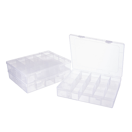 PandaHall Elite 4 Pack 20 Grids Jewelry Dividers Box Organizer Adjustable Clear Plastic Bead Case Storage Container for Beads, Jewelry, Nail Art, 17.5x22.3x4cm, Compartment: 4x4cm