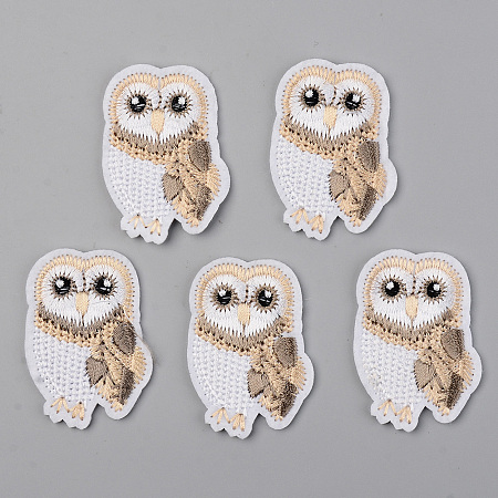 Honeyhandy Computerized Embroidery Cloth Iron on/Sew on Patches, Appliques, Costume Accessories, Owl, Wheat, 43x31x1.5mm