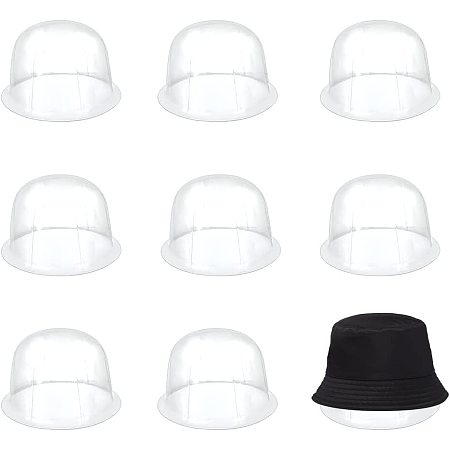CHGCRAFT 8Pcs Plastic Hat Display Rack Transparent 57mm Round Top Hat Stand Top Hat Shaping Holder Hat Cap Rack for Home Shop Bedroom Organization
