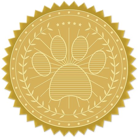 CRASPIRE Gold Foil Certificate Seals Dog Paw 2