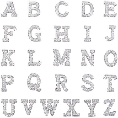 NBEADS 26 Pcs Alphabet Sew On Patches Iron On Patches, A-Z Bling Rhinestone Patches Imitation Pearl Letter Applique for Clothes Dress Hat DIY Craft Supplies