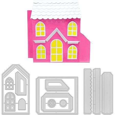 GLOBLELAND 1Set 3D House Embossing Template Mould Metal Paper House Cut Dies Christmas Village Houses Die Cuts for Card Scrapbooking and Die Sets for Card DIY Craft