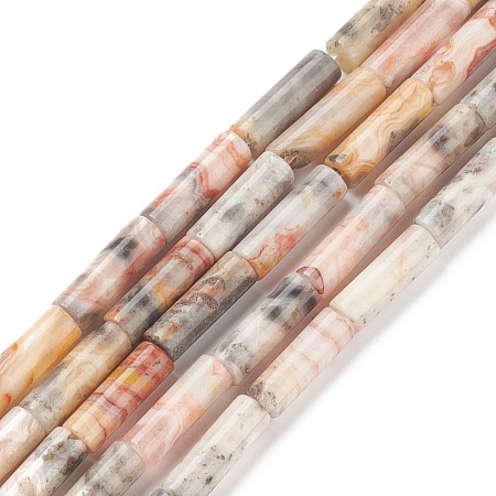 Honeyhandy Natural Crazy Agate Stone Beads Strands, Column, 13~14x4mm, Hole: 1mm, about 30pcs/strand, 15.9 inch(40.5cm)