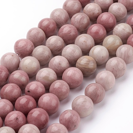 Honeyhandy Natural Rhodonite Beads Strands, Grade A, Round, 10mm, hole: 1mm, 16 inch, about 40pcs/strand