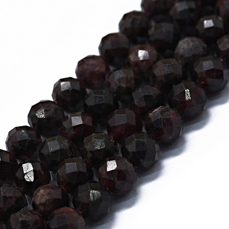 Honeyhandy Natural Garnet Beads Strands, Faceted(64 Facets), Round, 6mm, Hole: 0.8mm, about 62~67pcs/strand, 15.16~15.55 inch(38.5~39.5cm)