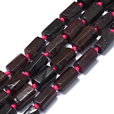 Honeyhandy Natural Garnet Beads Strands, Nuggets, 6~12x6~7mm, Hole: 0.8mm, about 26~35pcs/strand, 15.55''~16.14''(39.5~41cm)