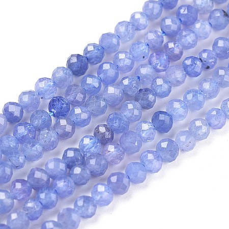 ARRICRAFT Natural Tanzanite Beads Strands, Round, Faceted, 3mm, Hole: 0.6mm; about 119~140pcs/Strand, 15.35~15.75 inches(39~40cm)