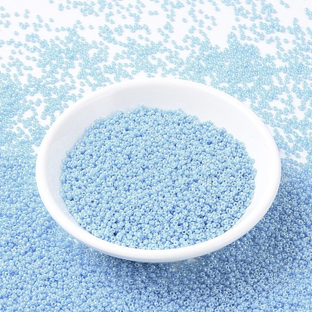 MIYUKI Round Rocailles Beads, Japanese Seed Beads, (RR433) Opaque Turquoise Blue Luster, 11/0, 2x1.3mm, Hole: 0.8mm, about 1100pcs/bottle, 10g/bottle